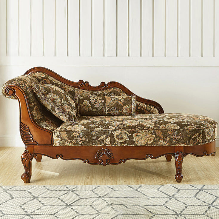 French Country Upholstered Chaise Lounge Couch Rolled Arms Chaise Lounge Chair