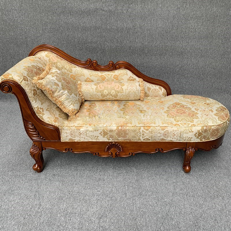 French Country Upholstered Chaise Lounge Couch Rolled Arms Chaise Lounge Chair