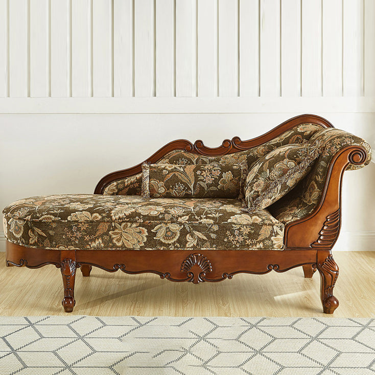 French Country Upholstered Chaise Lounge Couch Rolled Arms Chaise Lounge Chair