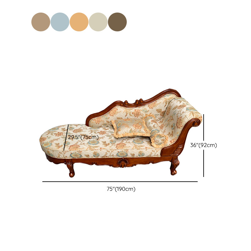 French Country Upholstered Chaise Lounge Couch Rolled Arms Chaise Lounge Chair