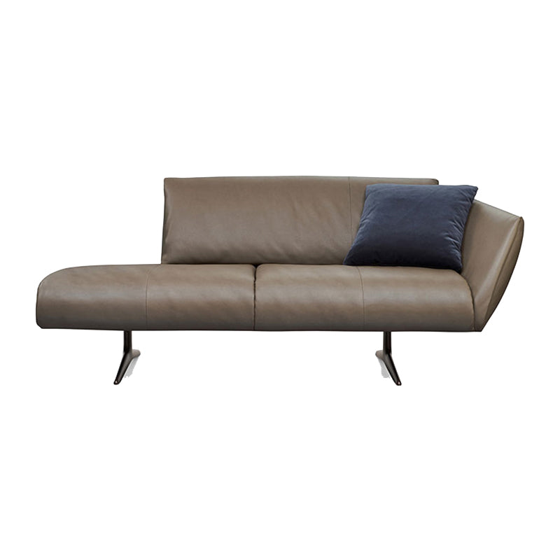 Modern Cushioned Chaise Lounge Leather Recessed Arms Chaise with Pillow