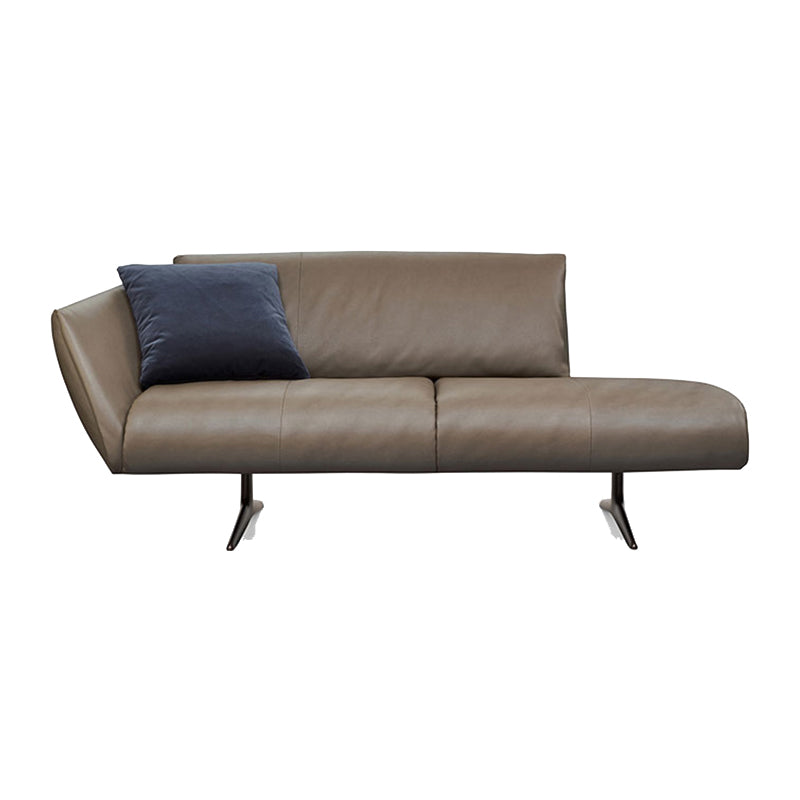 Modern Cushioned Chaise Lounge Leather Recessed Arms Chaise with Pillow