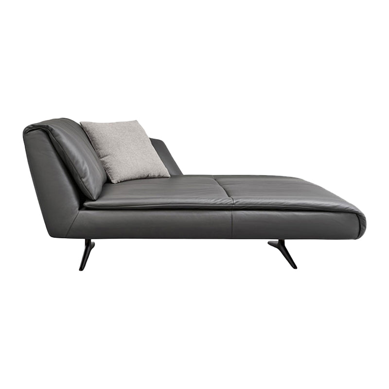 Modern Cushioned Chaise Lounge Leather Recessed Arms Chaise with Pillow