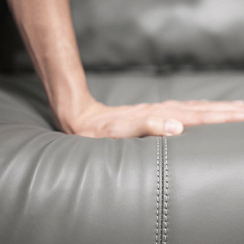 Modern Cushioned Chaise Lounge Leather Recessed Arms Chaise with Pillow