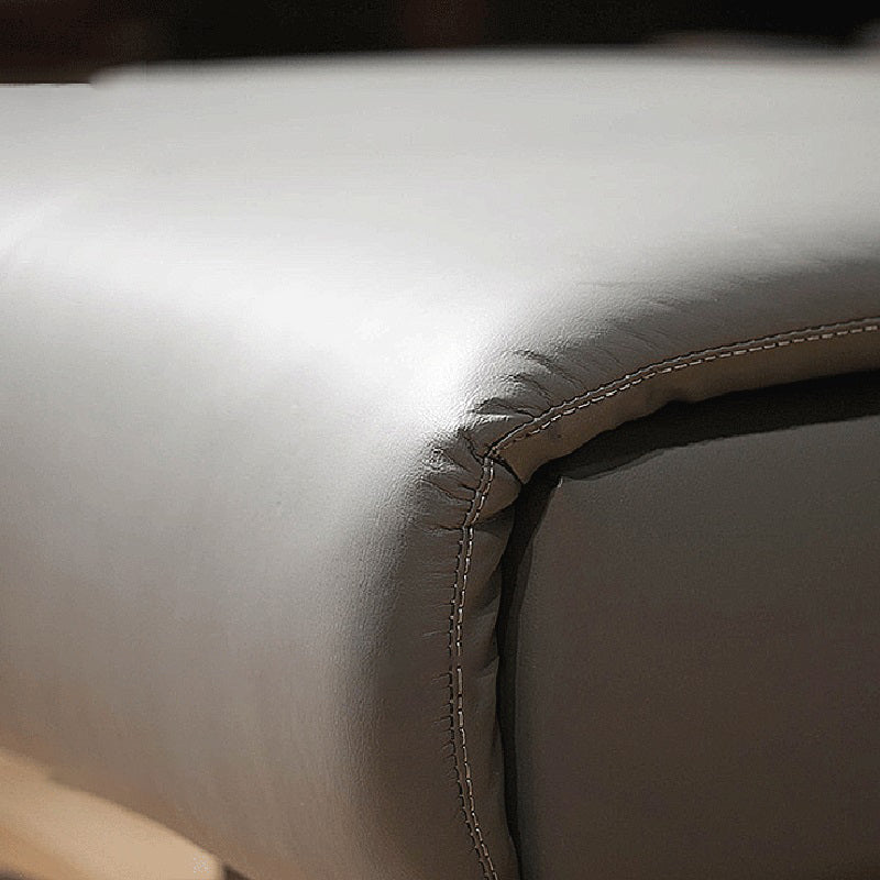 Modern Cushioned Chaise Lounge Leather Recessed Arms Chaise with Pillow