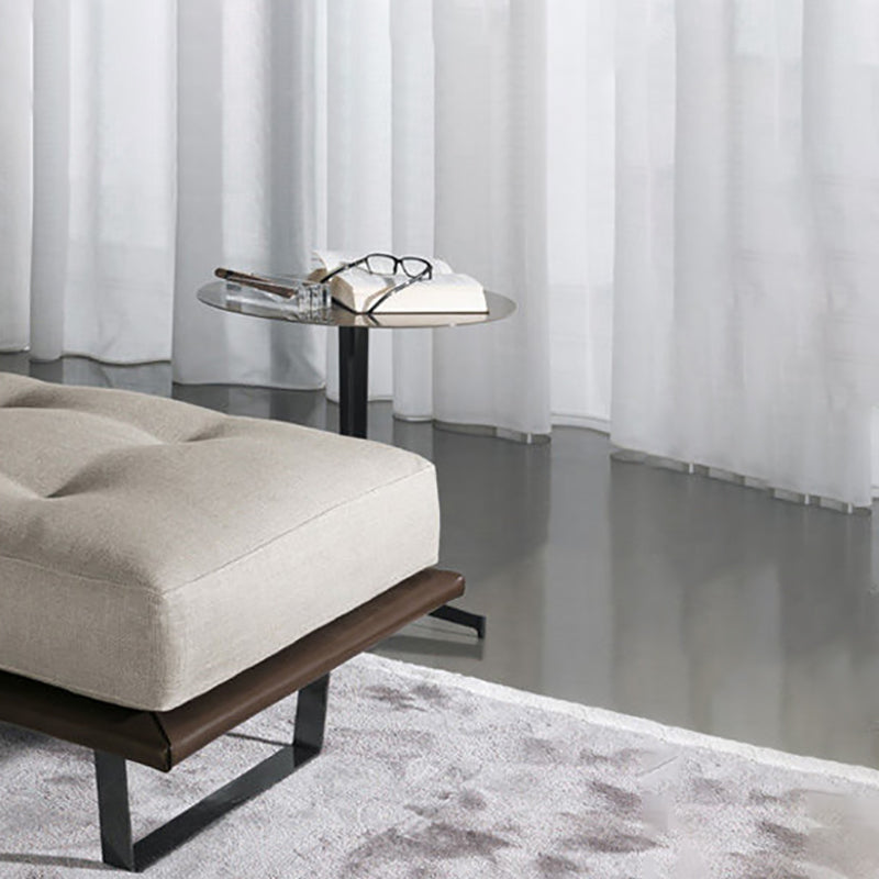 Modern Cushioned Chaise Lounge Leather Recessed Arms Chaise with Pillow