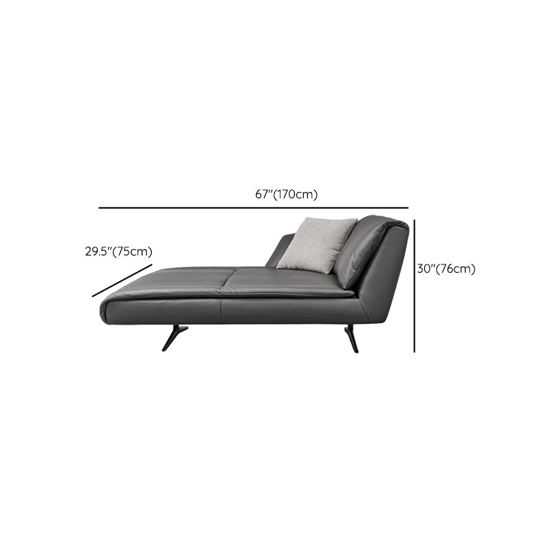 Modern Cushioned Chaise Lounge Leather Recessed Arms Chaise with Pillow