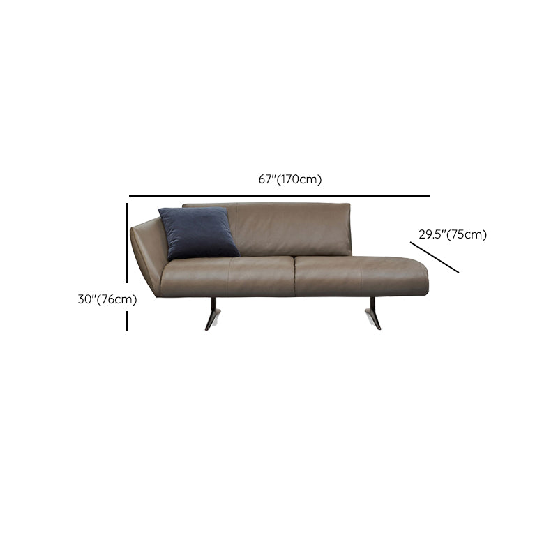 Modern Cushioned Chaise Lounge Leather Recessed Arms Chaise with Pillow