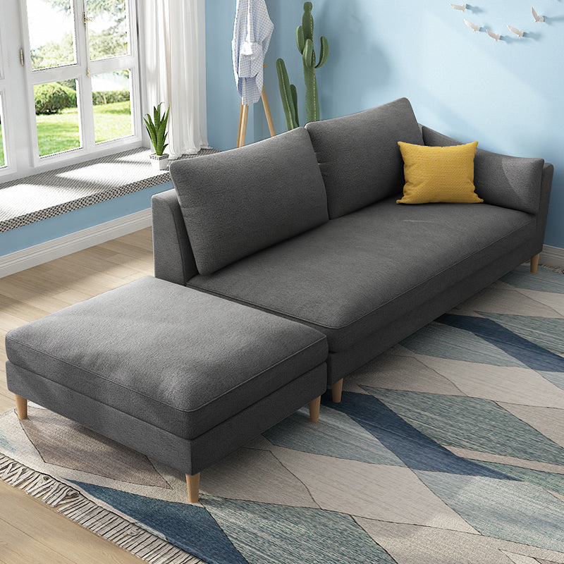 Scandinavian Upholstered Lounge Chair Square Arms Chaise for Living Room
