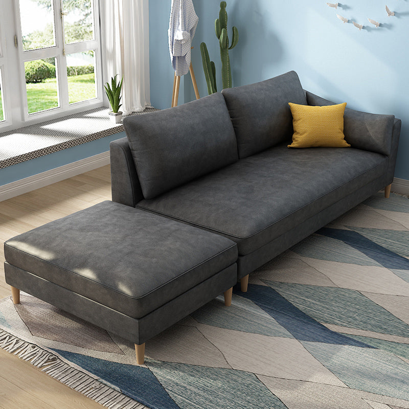 Scandinavian Upholstered Lounge Chair Square Arms Chaise for Living Room