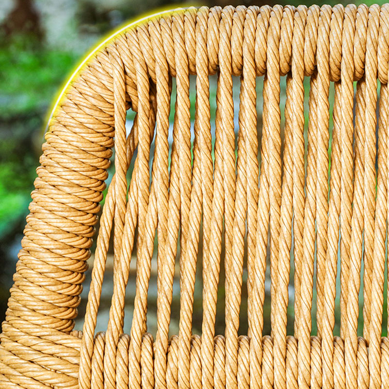 Traditional Rattan Cushioned Yoga Chaise Lounge Chair with Arms and Pillow Accent Chair