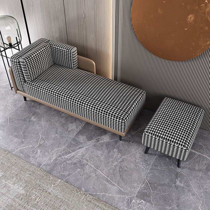 Cushioned Chaise Lounge Houndstooth Chaise Lounge Sofa with Arm