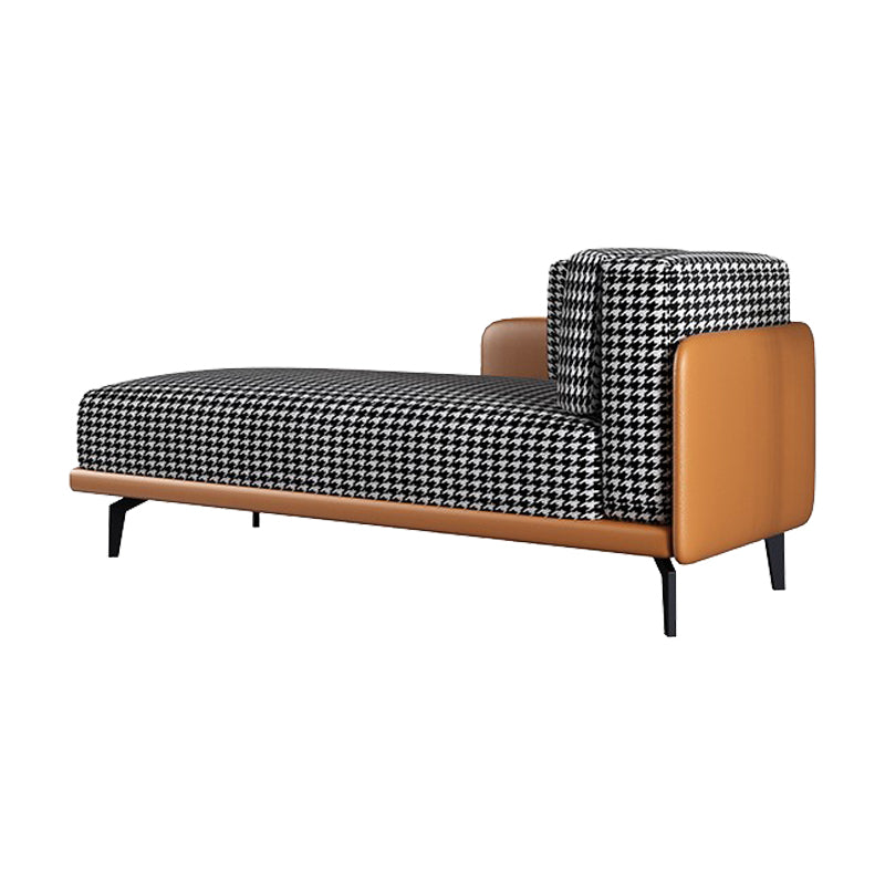 Cushioned Chaise Lounge Houndstooth Chaise Lounge Sofa with Arm