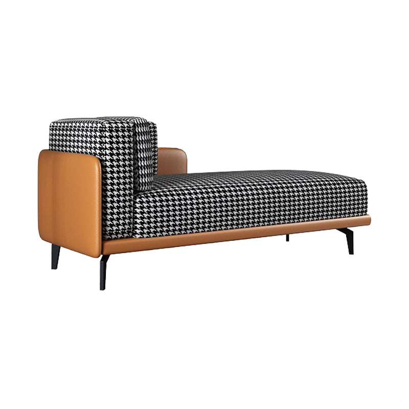Cushioned Chaise Lounge Houndstooth Chaise Lounge Sofa with Arm