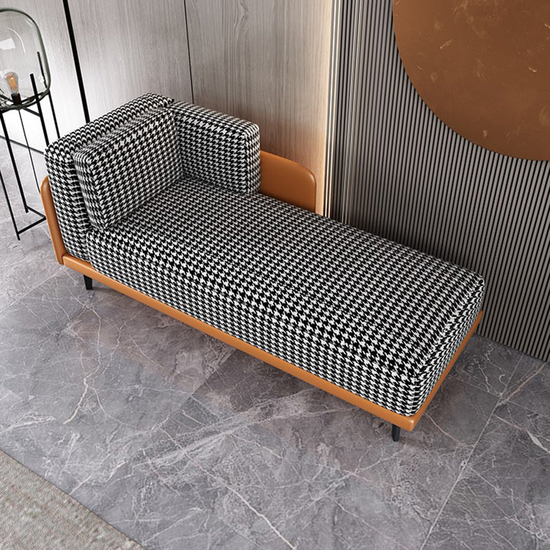 Cushioned Chaise Lounge Houndstooth Chaise Lounge Sofa with Arm