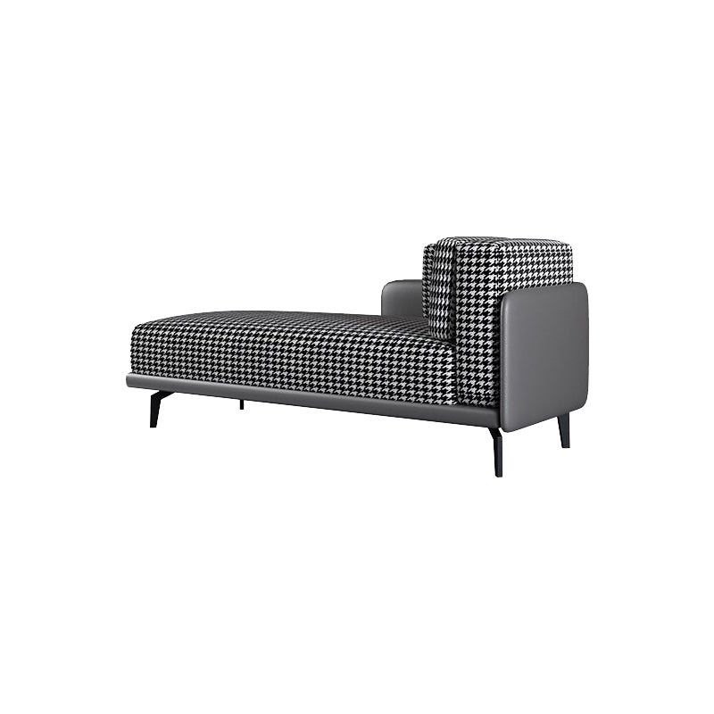 Cushioned Chaise Lounge Houndstooth Chaise Lounge Sofa with Arm