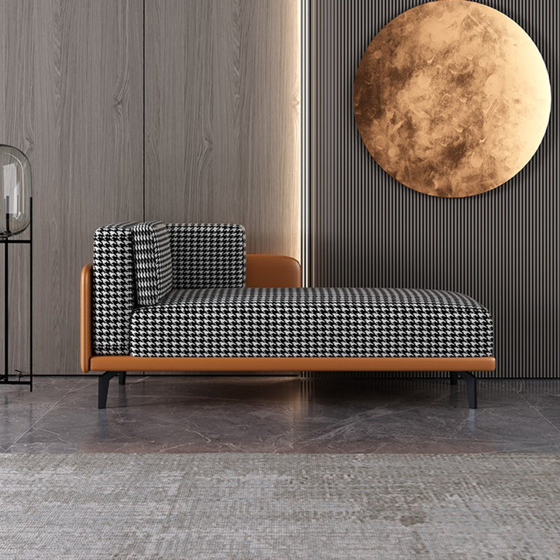 Cushioned Chaise Lounge Houndstooth Chaise Lounge Sofa with Arm