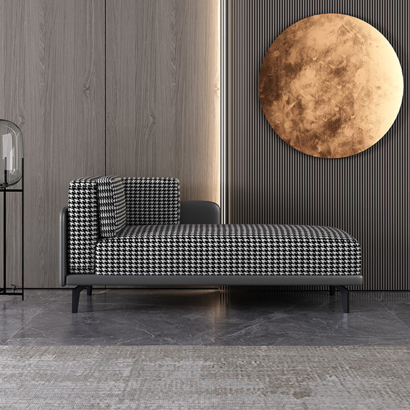 Cushioned Chaise Lounge Houndstooth Chaise Lounge Sofa with Arm