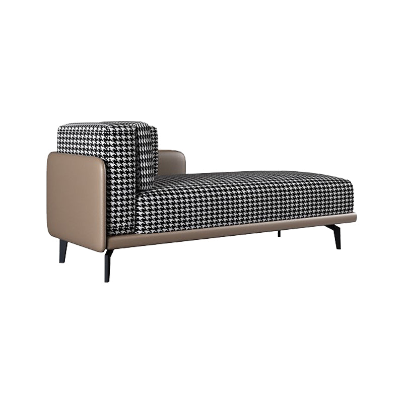 Cushioned Chaise Lounge Houndstooth Chaise Lounge Sofa with Arm