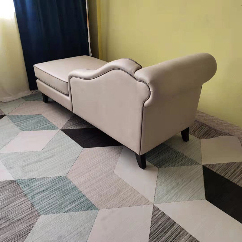 Living Room Rolled Arms Chaise Lounge Modern Chaise with Linen Upholster