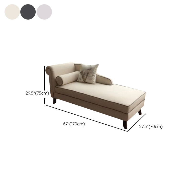 Living Room Rolled Arms Chaise Lounge Modern Chaise with Linen Upholster