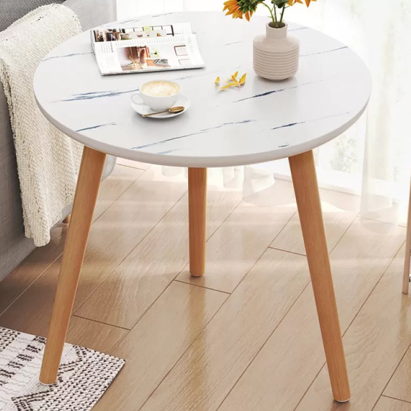 Stone 3 Legs Cocktail Table Modern Round Coffee Table with Shelf