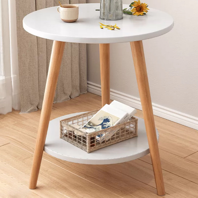 Stone 3 Legs Cocktail Table Modern Round Coffee Table with Shelf