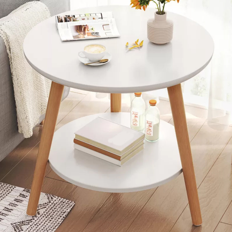 Stone 3 Legs Cocktail Table Modern Round Coffee Table with Shelf