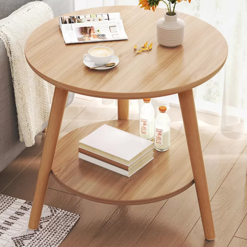 Stone 3 Legs Cocktail Table Modern Round Coffee Table with Shelf