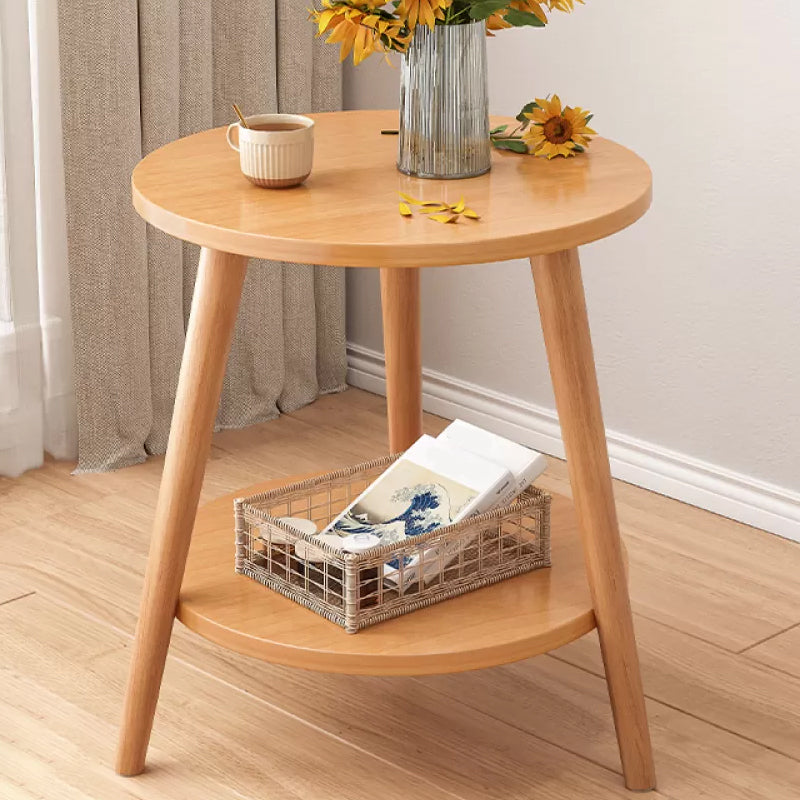 Stone 3 Legs Cocktail Table Modern Round Coffee Table with Shelf