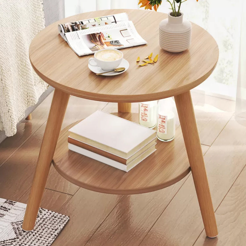 Stone 3 Legs Cocktail Table Modern Round Coffee Table with Shelf