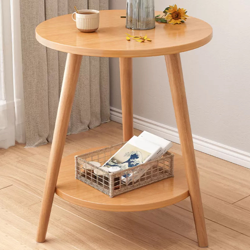 Stone 3 Legs Cocktail Table Modern Round Coffee Table with Shelf