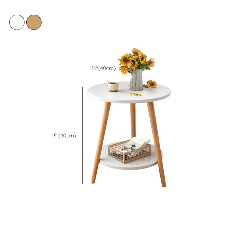 Stone 3 Legs Cocktail Table Modern Round Coffee Table with Shelf