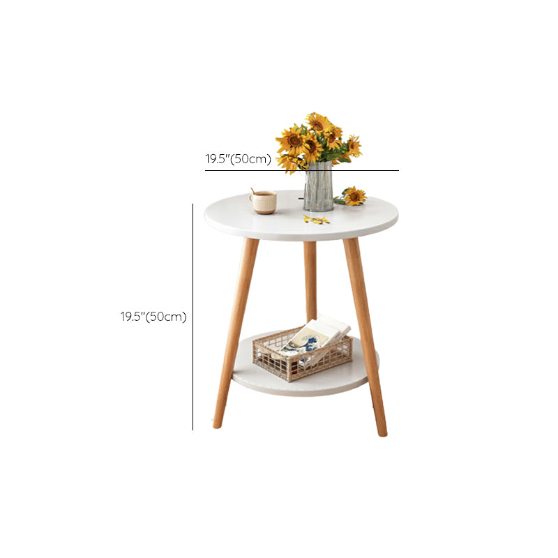 Stone 3 Legs Cocktail Table Modern Round Coffee Table with Shelf