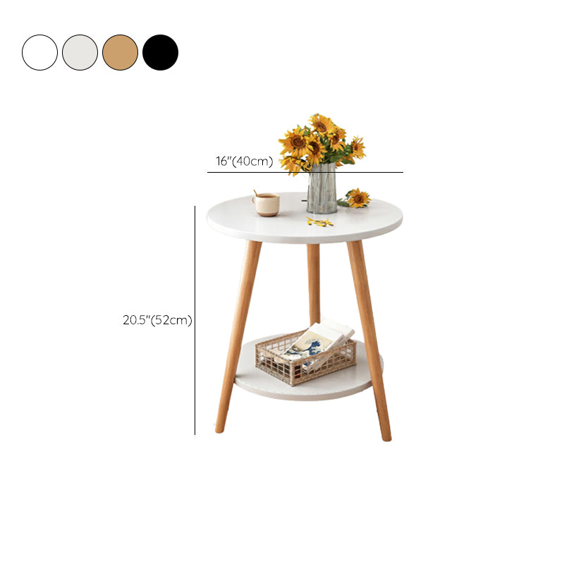 Stone 3 Legs Cocktail Table Modern Round Coffee Table with Shelf