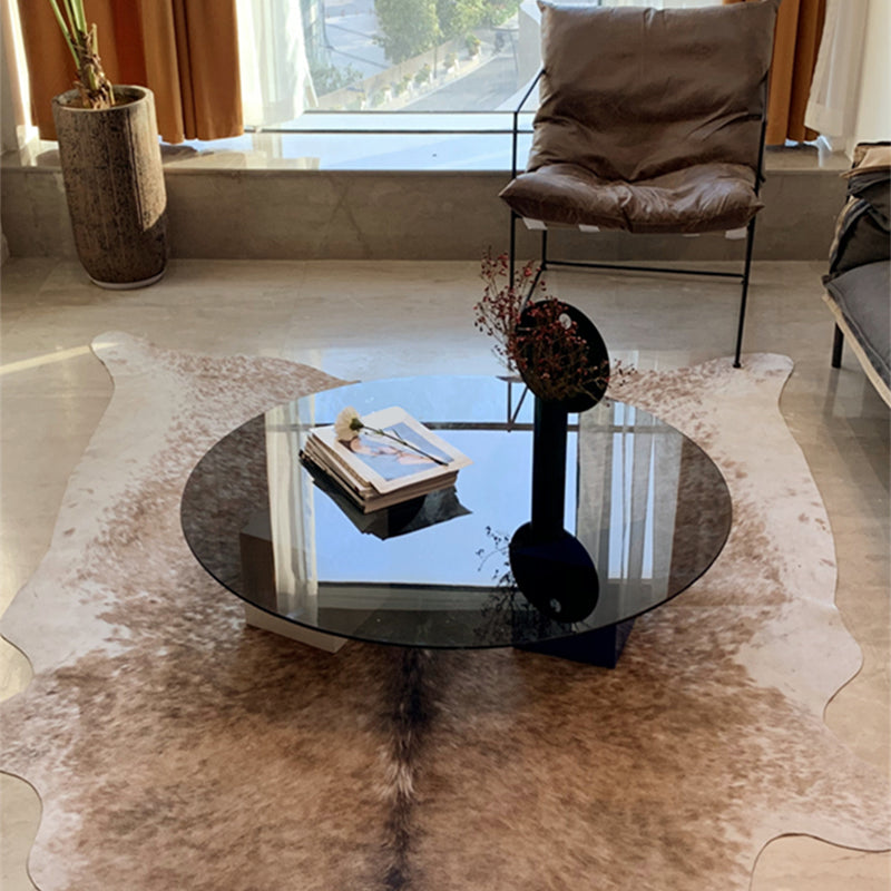 8.6"H Contemporary Coffee Table Glass Top Coffee Cocktail Table