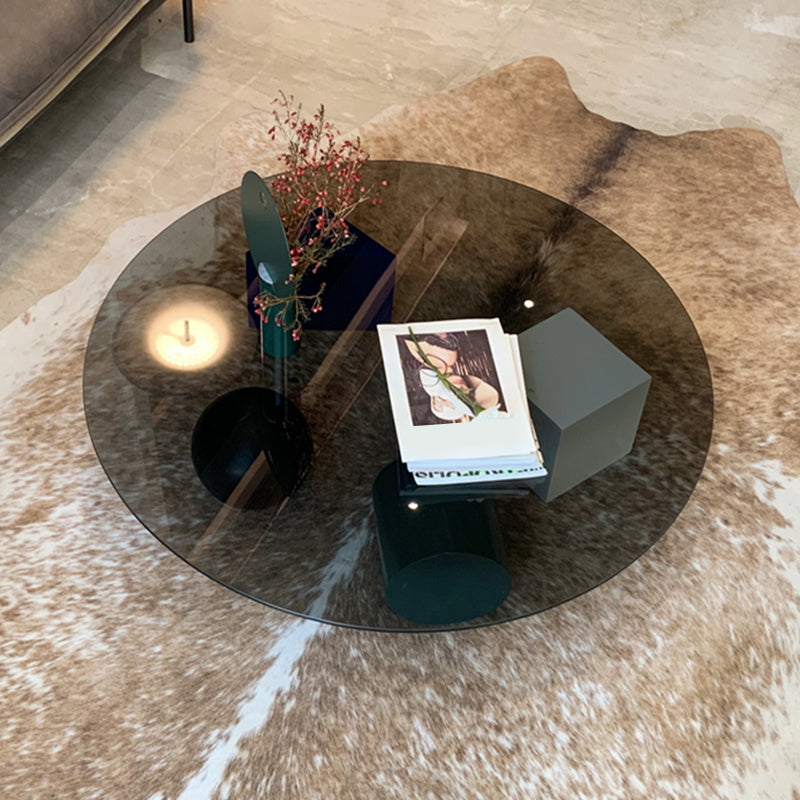 8.6"H Contemporary Coffee Table Glass Top Coffee Cocktail Table