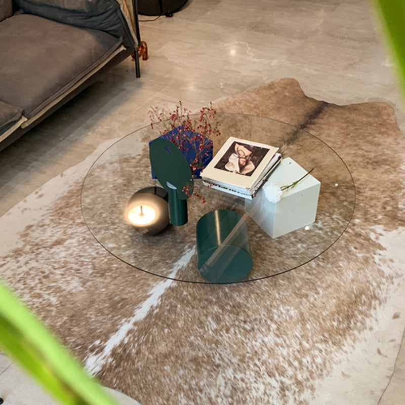 8.6"H Contemporary Coffee Table Glass Top Coffee Cocktail Table
