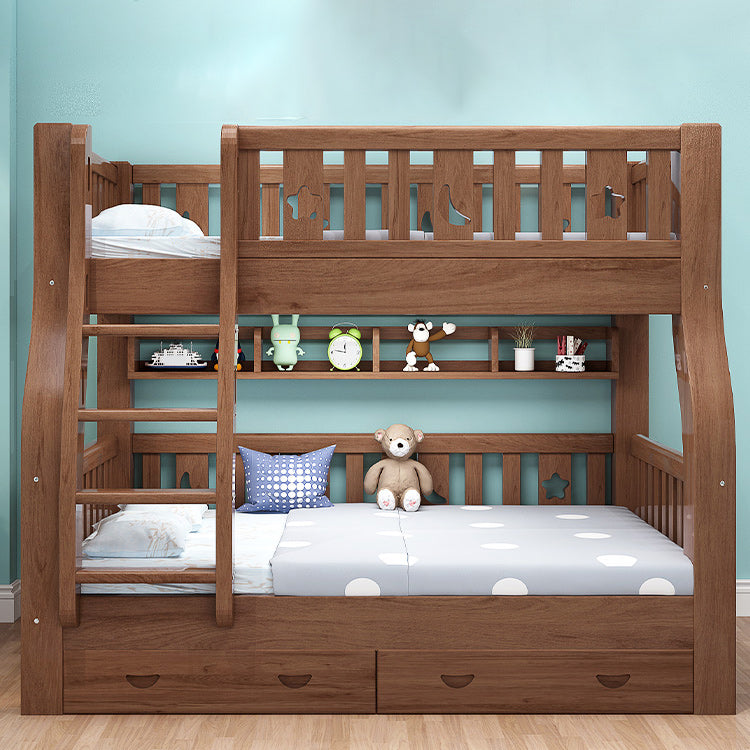 Mid-Century Modern Storage Bunk Bed Solid Wood Gender Neutral Kids Bed