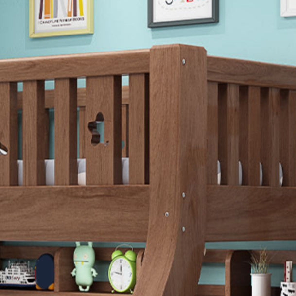 Mid-Century Modern Storage Bunk Bed Solid Wood Gender Neutral Kids Bed