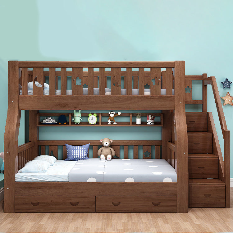 Mid-Century Modern Storage Bunk Bed Solid Wood Gender Neutral Kids Bed