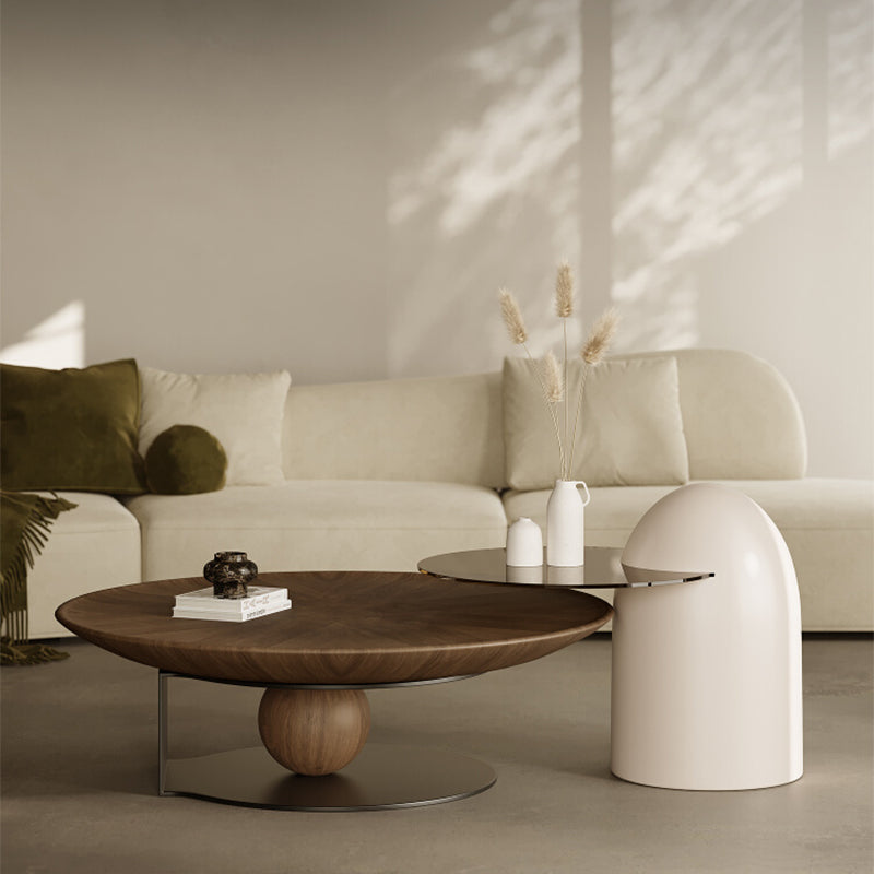 Abstract Coffee or End Table Contemporary Solid Wood Coffee Cocktail Table