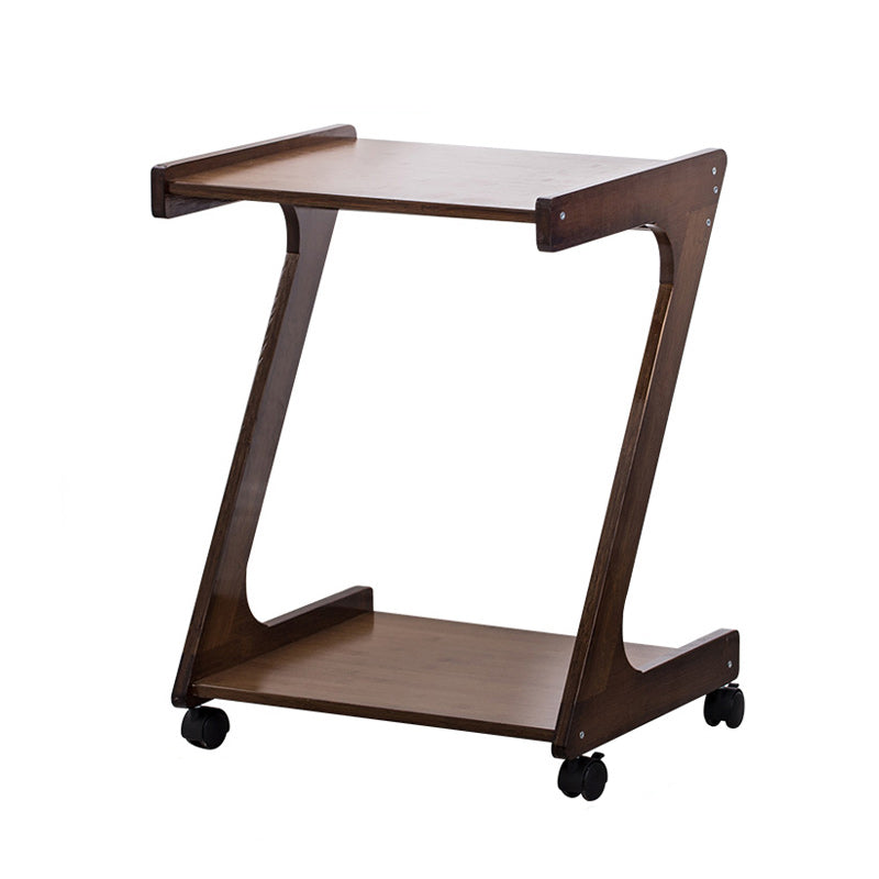 15" Wide Contemporary Corner Table Wood Double Tier Accent Side Table