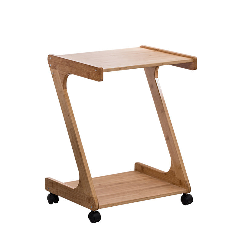 15" Wide Contemporary Corner Table Wood Double Tier Accent Side Table