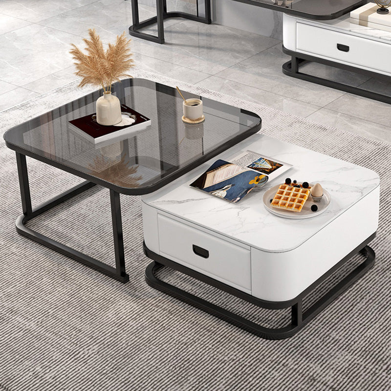 Frame Coffee Table Modern Slate Cocktail Table with Storage Drawers