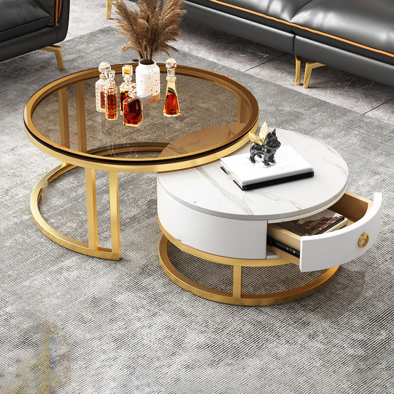 Frame Coffee Table Modern Slate Cocktail Table with Storage Drawers