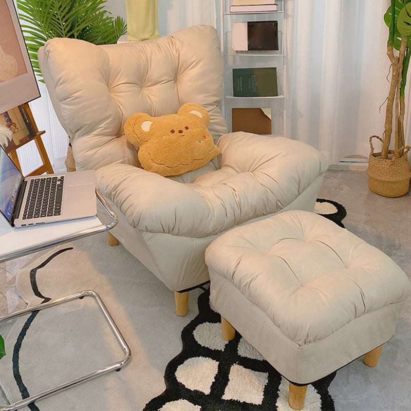 Scandinavian Tufted Single Recliner Chair Wooden Manual Recliner Chair with Footrest