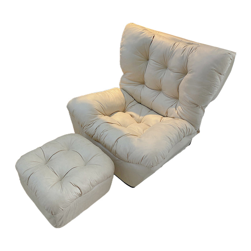 Scandinavian Tufted Single Recliner Chair Wooden Manual Recliner Chair with Footrest