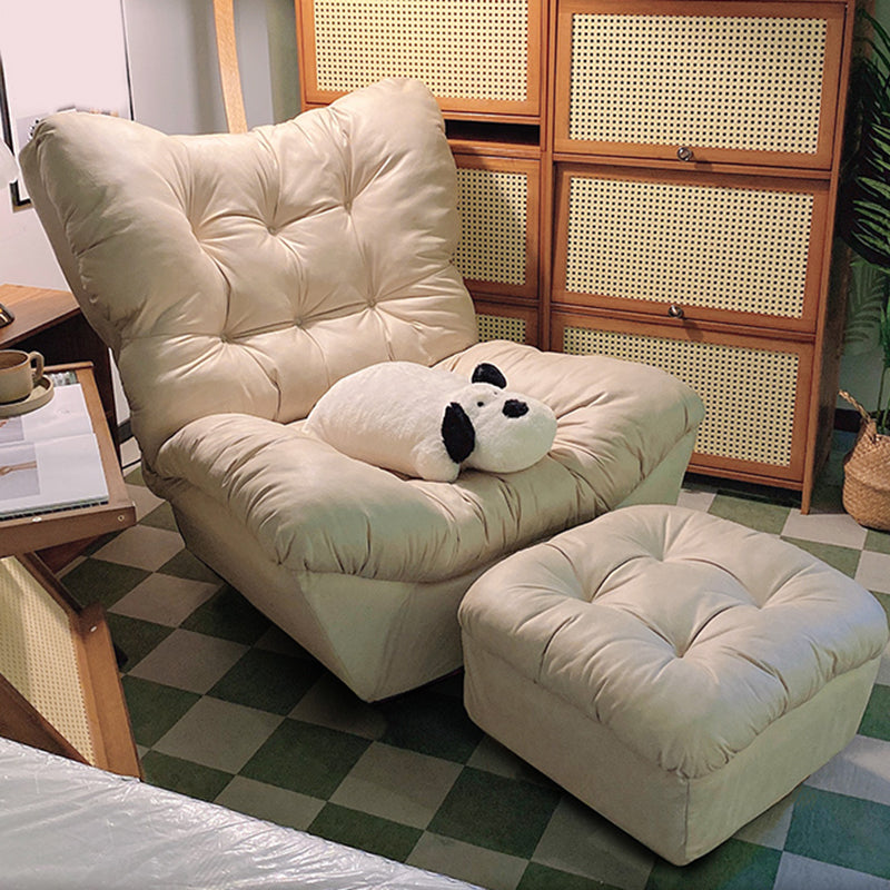 Scandinavian Tufted Single Recliner Chair Wooden Manual Recliner Chair with Footrest