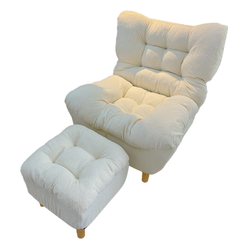 Scandinavian Tufted Single Recliner Chair Wooden Manual Recliner Chair with Footrest